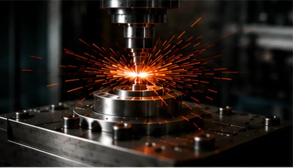 Precision grinding operation producing sparks